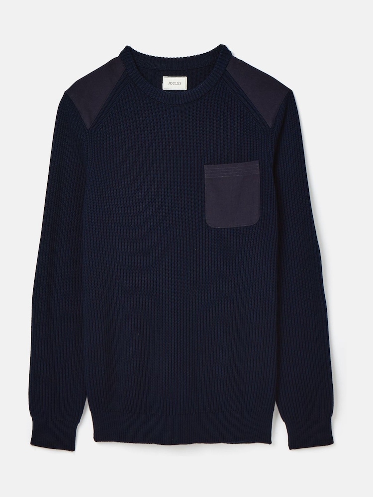 Joules Hatfield Navy Jumper with Woven Patch Detailing - Image 8 of 8