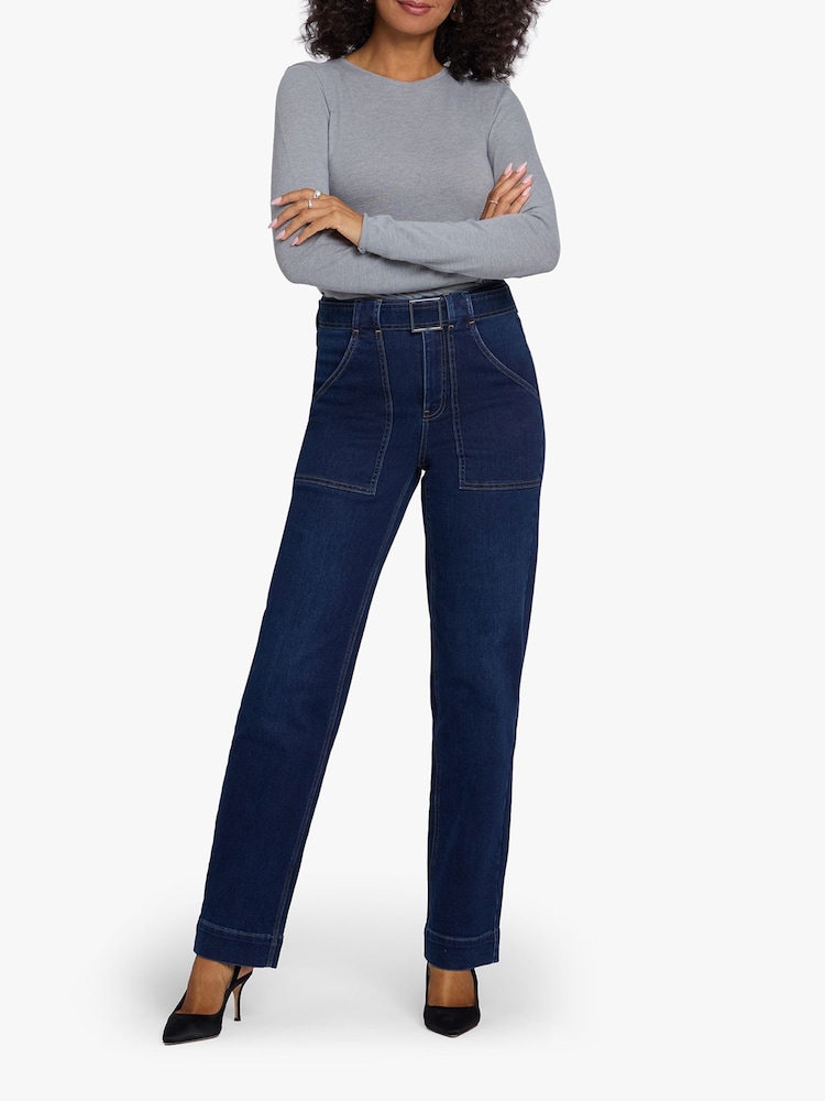 NYDJ Blue Kasey Stovepipe Jeans With Utility Pockets - Image 1 of 5 NYDJ Blue Kasey Stovepipe Jeans With Utility Pockets - Image 1 of 5