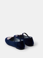 Angels By Accessorize Blue Glitter Heart Velvet Ballet Flats - Image 2 of 2