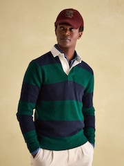 Joules Seymour Green/Navy Knitted Rugby Shirt - Image 1 of 7