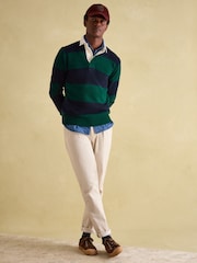 Joules Seymour Green/Navy Knitted Rugby Shirt - Image 6 of 7