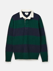 Joules Seymour Green/Navy Knitted Rugby Shirt - Image 7 of 7