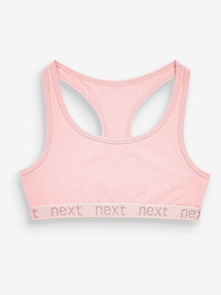 Pink/Grey Sparkle Racer Back Crop Tops 3 Pack (5-16yrs) - Image 1 of 8