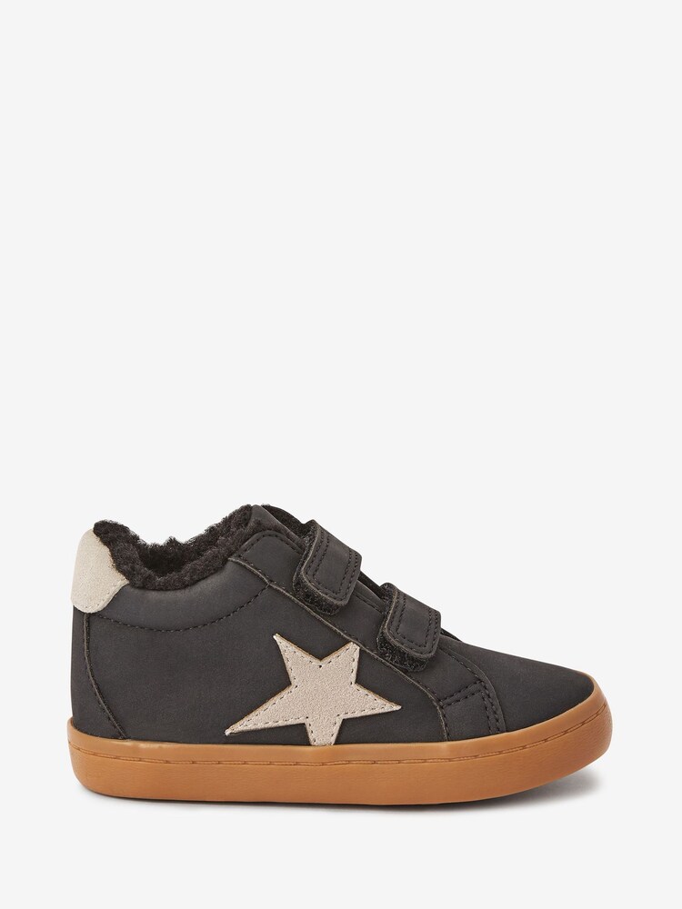 Black/Tan Standard Fit (F) Star Warm Lined Touch Fastening Boots - Image 1 of 4