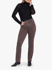 NYDJ Brown High Rise Marilyn Straight Leg Jeans - Image 1 of 5