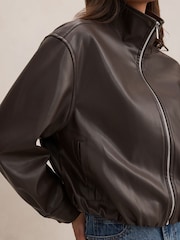 Forever New Brown Julia Faux Leather Funnel Neck Jacket - Image 3 of 5