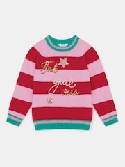 كنزة عيد الميلاد مخطّطة بتفصيل شعار من Angels By Accessorize - صورة 1 من 2