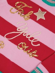 كنزة عيد الميلاد مخطّطة بتفصيل شعار من Angels By Accessorize - صورة 2 من 2