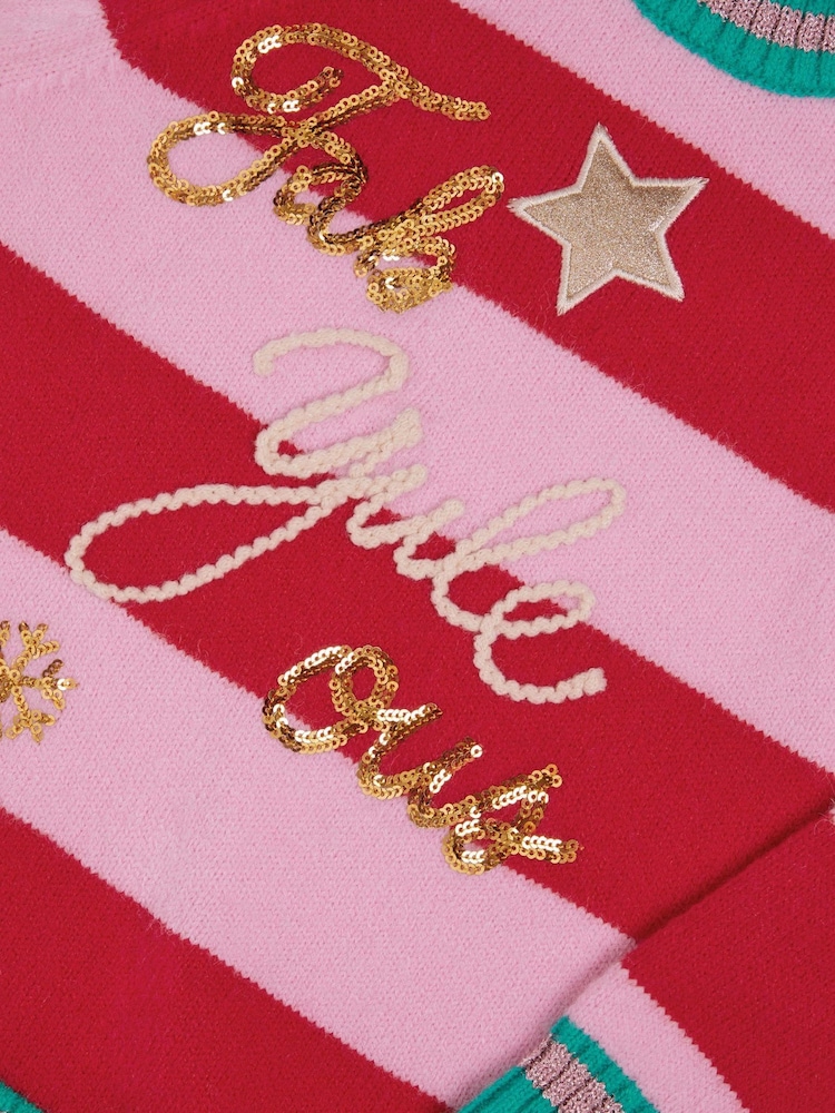 كنزة عيد الميلاد مخطّطة بتفصيل شعار من Angels By Accessorize - صورة 2 من 2