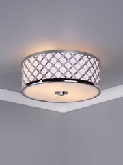 Dar Lighting Silver Civic 2 Light Flush Fitting Ceiling Light - Image 1 of 4