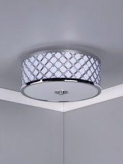 Dar Lighting Silver Civic 2 Light Flush Fitting Ceiling Light - Image 2 of 4
