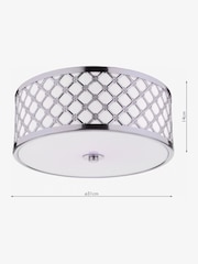 Dar Lighting Silver Civic 2 Light Flush Fitting Ceiling Light - Image 3 of 4