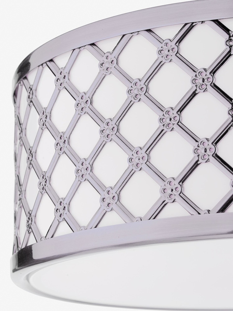 Dar Lighting Silver Civic 2 Light Flush Fitting Ceiling Light - Image 4 of 4