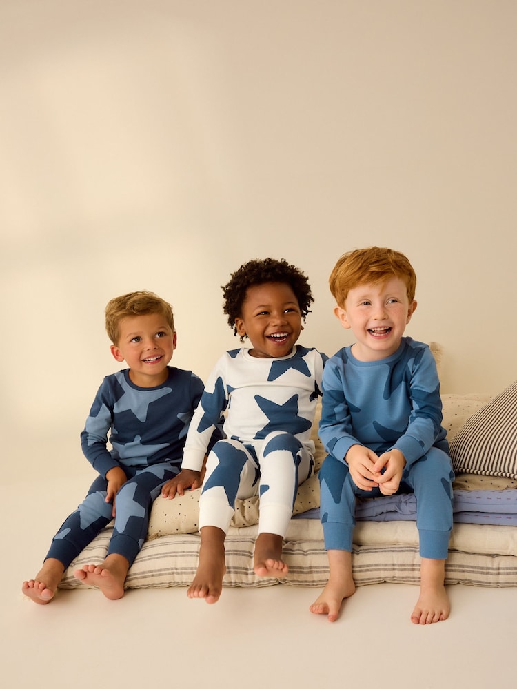 Blue/Navy 3 Pack Snuggle Pyjamas (9mths-10yrs) - Image 3 of 8