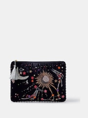 Accessorize Blue Celestial Embellished Velvet Pouch - Image 1 of 2