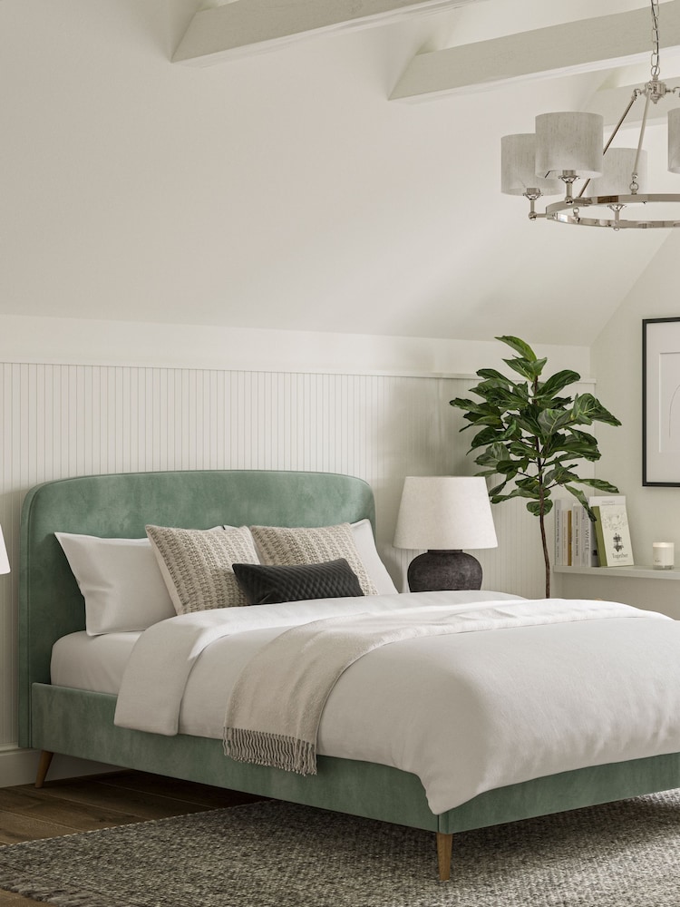 Green Mineral Soft Velvet Matson Upholstered Bed Frame - Image 1 of 7