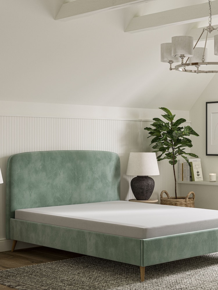 Green Mineral Soft Velvet Matson Upholstered Bed Frame - Image 2 of 7
