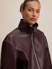 Forever New Red Julia Faux Leather Funnel Neck Jacket - Image 3 of 5