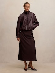 Forever New Red Julia Faux Leather Funnel Neck Jacket - Image 5 of 5