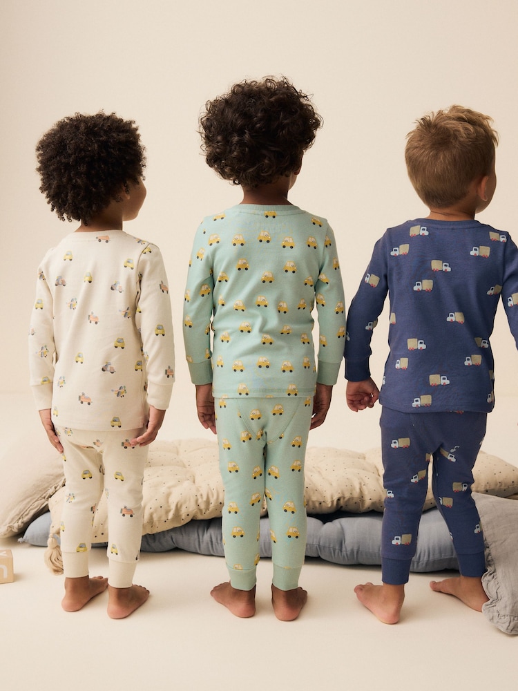 Green/Blue Transport 3 Pack Snuggle Pyjamas (9mths-10yrs) - Image 3 of 10