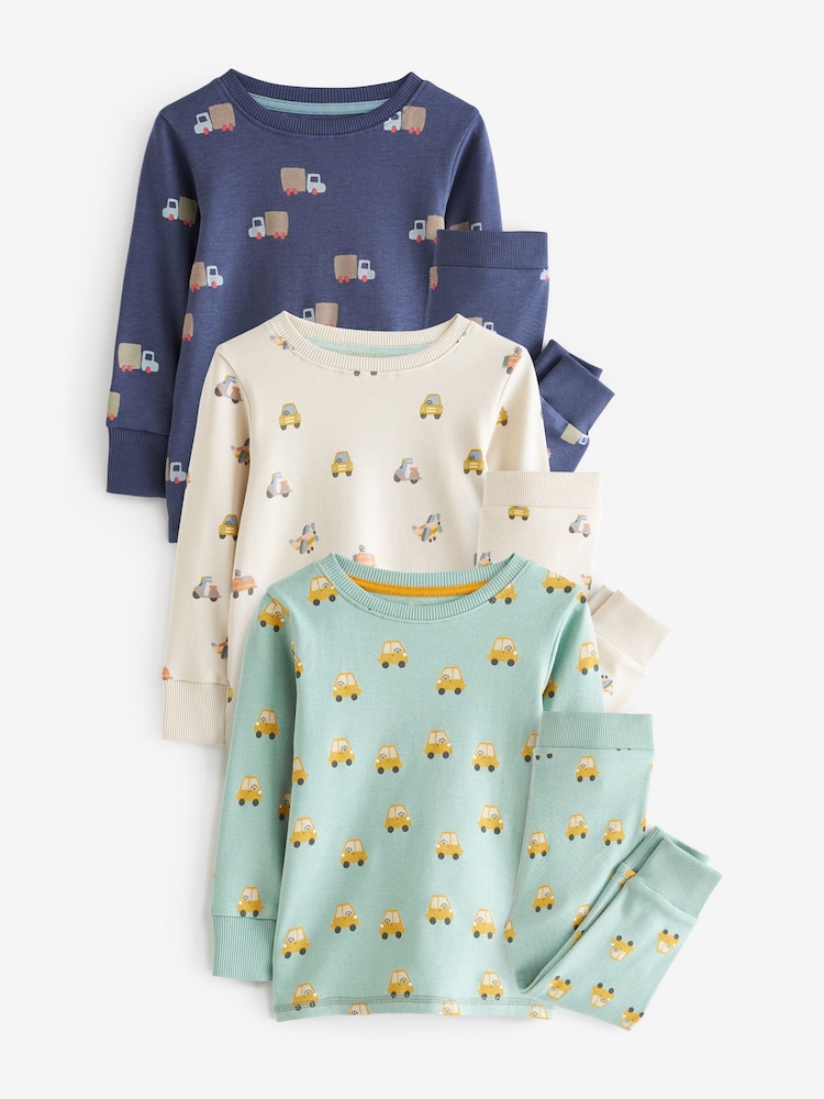 Green/Blue Transport 3 Pack Snuggle Pyjamas (9mths-10yrs) - Image 5 of 10