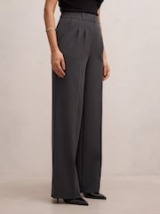 Forever New Grey Eva Pleated Wide Leg Pants - Image 4 of 5