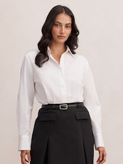 Forever New White Esme Shirt Belted Mini Dress - Image 1 of 5