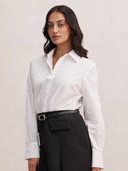 Forever New White Esme Shirt Belted Mini Dress - Image 4 of 5