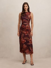 Forever New Brown Allegra Mesh Midi Dress - Image 1 of 4