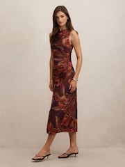 Forever New Brown Allegra Mesh Midi Dress - Image 3 of 4