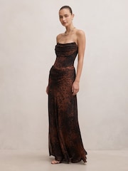 Forever New Brown Gwynne Draped Strapless Maxi Dress - Image 4 of 4