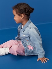 Mid Blue 100% Cotton Denim Embroidered Unicorn Jacket (3mths-7yrs) - Image 3 of 8