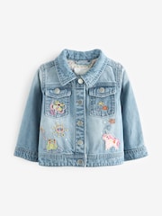 Mid Blue 100% Cotton Denim Embroidered Unicorn Jacket (3mths-7yrs) - Image 6 of 8