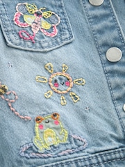 Mid Blue 100% Cotton Denim Embroidered Unicorn Jacket (3mths-7yrs) - Image 8 of 8