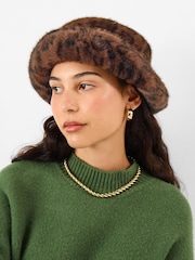 Accessorize Animal Leopard Faux Fur Bucket Hat - Image 1 of 2