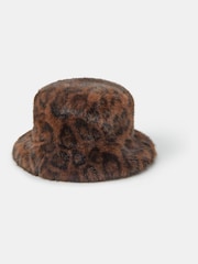 Accessorize Animal Leopard Faux Fur Bucket Hat - Image 2 of 2