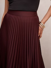Forever New Red Ester Satin Pleated Skirt - Image 3 of 5