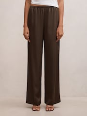 Forever New Green Sara Satin Wide Leg Pants - Image 1 of 5