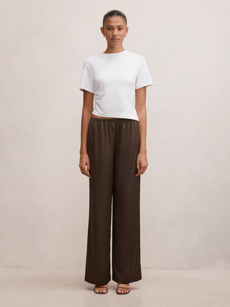 Forever New Green Sara Satin Wide Leg Pants - Image 5 of 5 Forever New Green Sara Satin Wide Leg Pants - Image 5 of 5