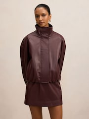 Forever New Jacquie Petite Faux Leather Funnel Neck Jacket - Obrázek 1 z 5