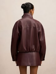 Forever New Jacquie Petite Faux Leather Funnel Neck Jacket - Obrázek 2 z 5