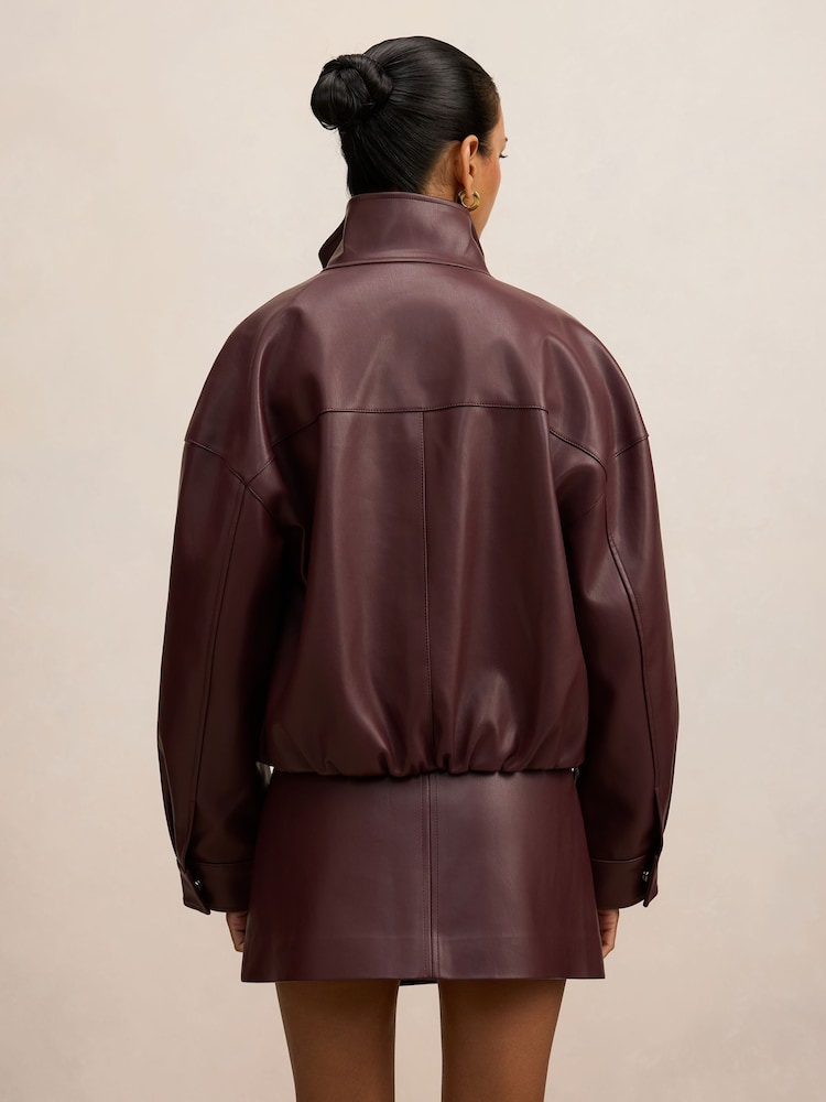 Forever New Jacquie Petite Faux Leather Funnel Neck Jacket - Obrázek 2 z 5