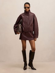 Forever New Jacquie Petite Faux Leather Funnel Neck Jacket - Obrázek 3 z 5