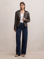 Forever New Brown Brooklyn Belted Biker Jacket - Image 3 of 5