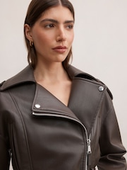 Forever New Brown Brooklyn Belted Biker Jacket - Image 4 of 5