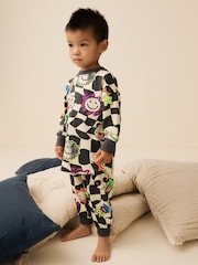 Black/White Character Checkerboard Oversized Single 100% Cotton Pyjamas (9mths-8yrs) - Image 1 of 7