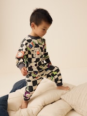 Black/White Character Checkerboard Oversized Single 100% Cotton Pyjamas (9mths-8yrs) - Image 2 of 7