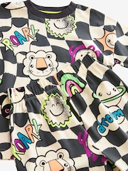 Black/White Character Checkerboard Oversized Single 100% Cotton Pyjamas (9mths-8yrs) - Image 6 of 7