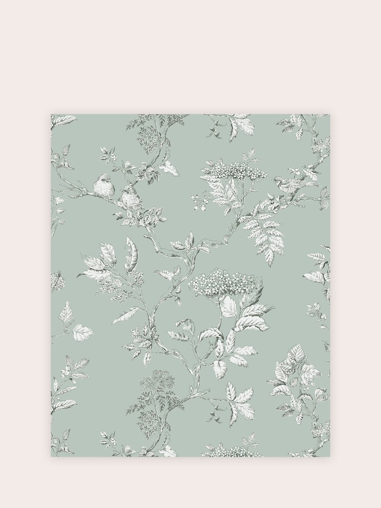 Laura Ashley Duck Egg Elderwood 10M Wallpaper - Image 2 of 4