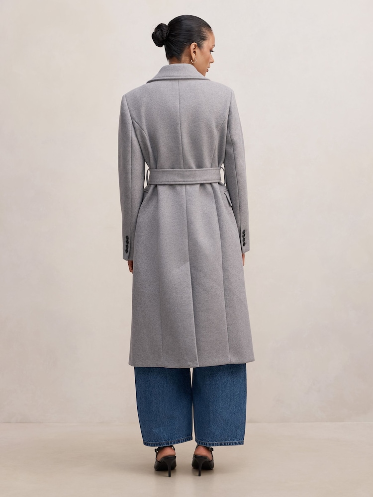 Forever New Grey Ariella Petite Double Breasted Coat - Image 2 of 5
